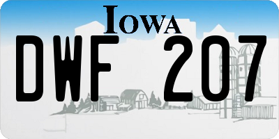 IA license plate DWF207