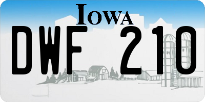 IA license plate DWF210