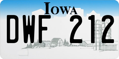 IA license plate DWF212