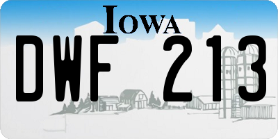 IA license plate DWF213