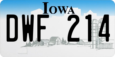 IA license plate DWF214