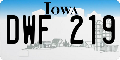 IA license plate DWF219