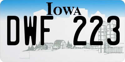 IA license plate DWF223