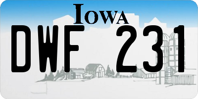 IA license plate DWF231