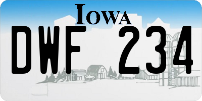 IA license plate DWF234