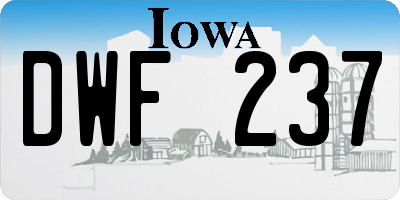 IA license plate DWF237