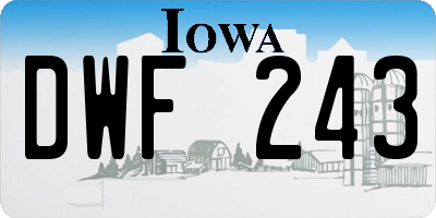 IA license plate DWF243