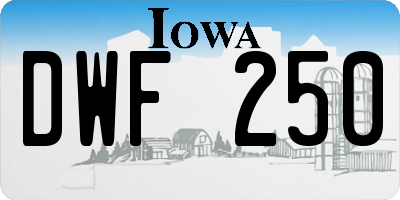 IA license plate DWF250