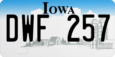 IA license plate DWF257