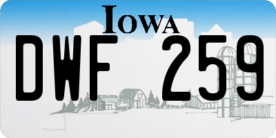 IA license plate DWF259