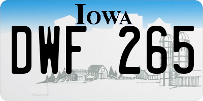 IA license plate DWF265