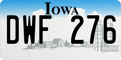 IA license plate DWF276