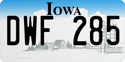 IA license plate DWF285