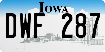 IA license plate DWF287