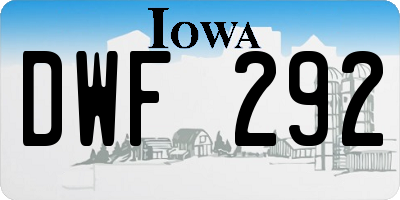 IA license plate DWF292