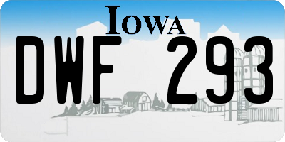 IA license plate DWF293