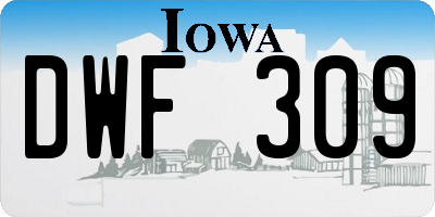 IA license plate DWF309