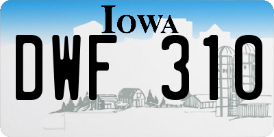 IA license plate DWF310