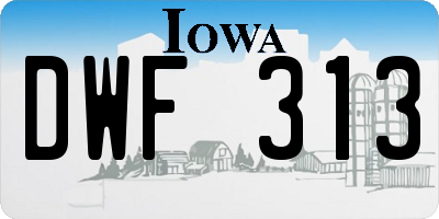 IA license plate DWF313
