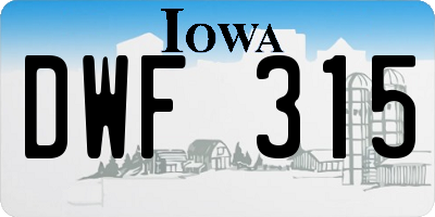 IA license plate DWF315