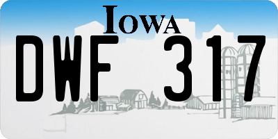 IA license plate DWF317