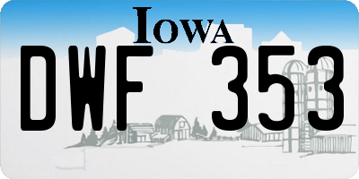 IA license plate DWF353
