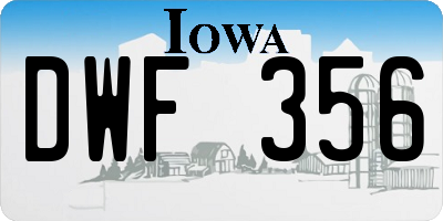 IA license plate DWF356