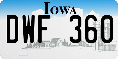 IA license plate DWF360