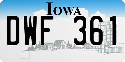IA license plate DWF361