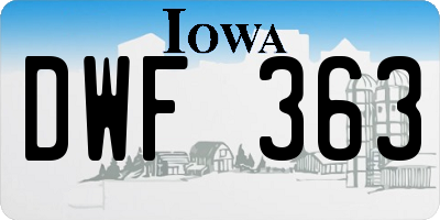 IA license plate DWF363