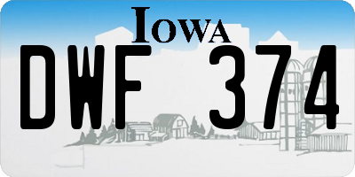 IA license plate DWF374