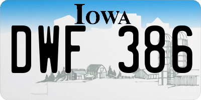 IA license plate DWF386