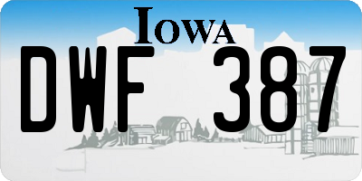 IA license plate DWF387