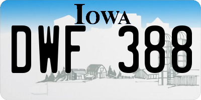 IA license plate DWF388