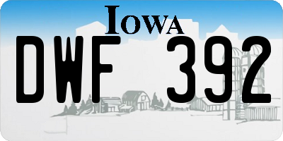 IA license plate DWF392