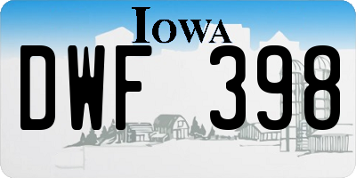 IA license plate DWF398