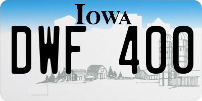 IA license plate DWF400
