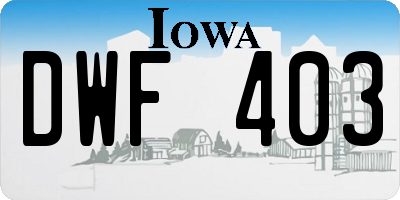 IA license plate DWF403