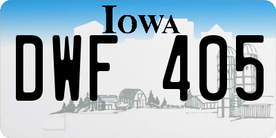 IA license plate DWF405