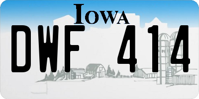 IA license plate DWF414