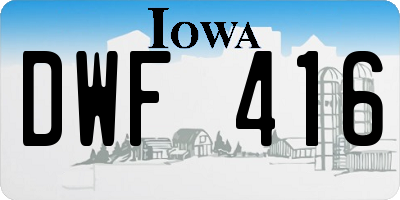 IA license plate DWF416