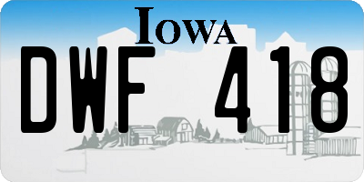 IA license plate DWF418