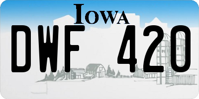 IA license plate DWF420