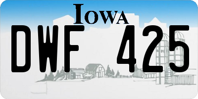 IA license plate DWF425