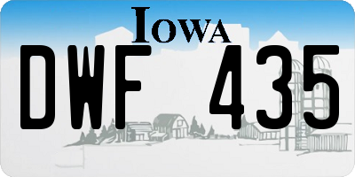 IA license plate DWF435
