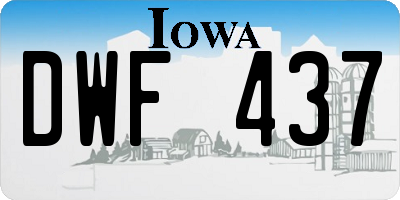 IA license plate DWF437