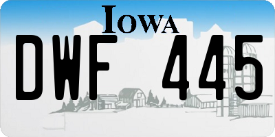 IA license plate DWF445