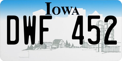 IA license plate DWF452