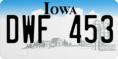 IA license plate DWF453