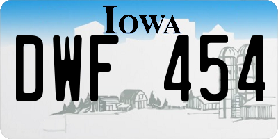 IA license plate DWF454
